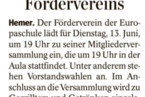 Versammlung des Fördervereins